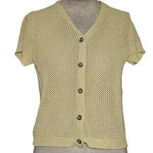Yellow Open Knit Sweater Size Small